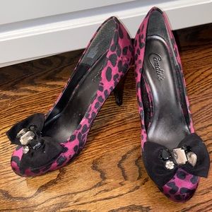 Candie’s Pink Spotted Leopard Heels